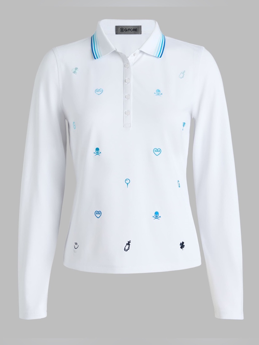G/FORE ICON EMBROIDERED TECH PIQUÉ LONG SLEEVE POLO GFore